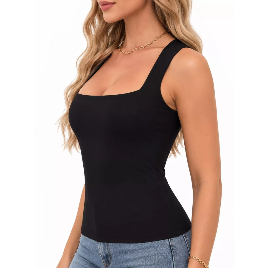 Square Neck Slim-Fit Tank Black / XS Apparel and Accessories