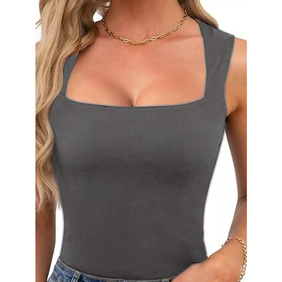 Square Neck Slim-Fit Tank Dark Gray / XS Apparel and Accessories