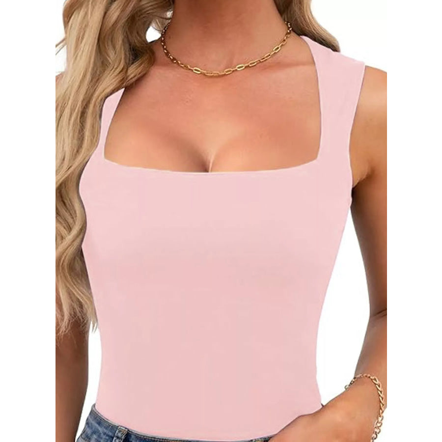 Square Neck Slim-Fit Tank Light Pink / XS Apparel and Accessories