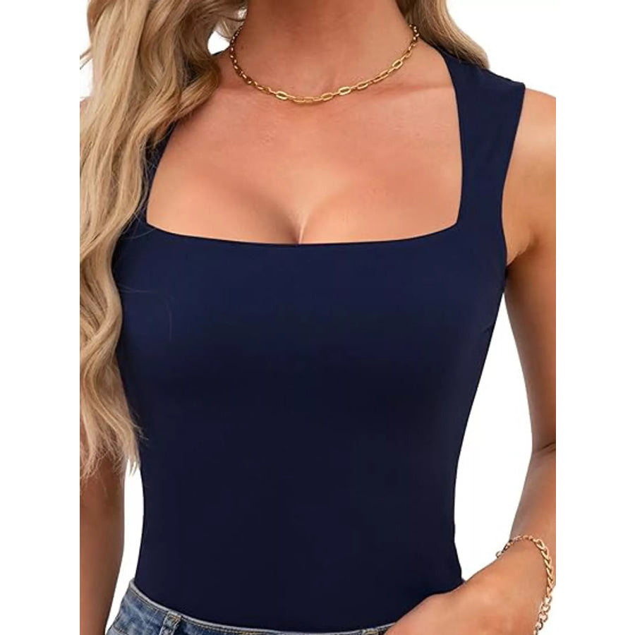 Square Neck Slim-Fit Tank Navy / XS Apparel and Accessories