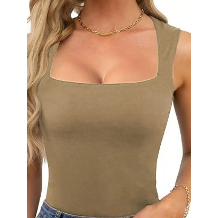 Square Neck Slim-Fit Tank Sage / XS Apparel and Accessories