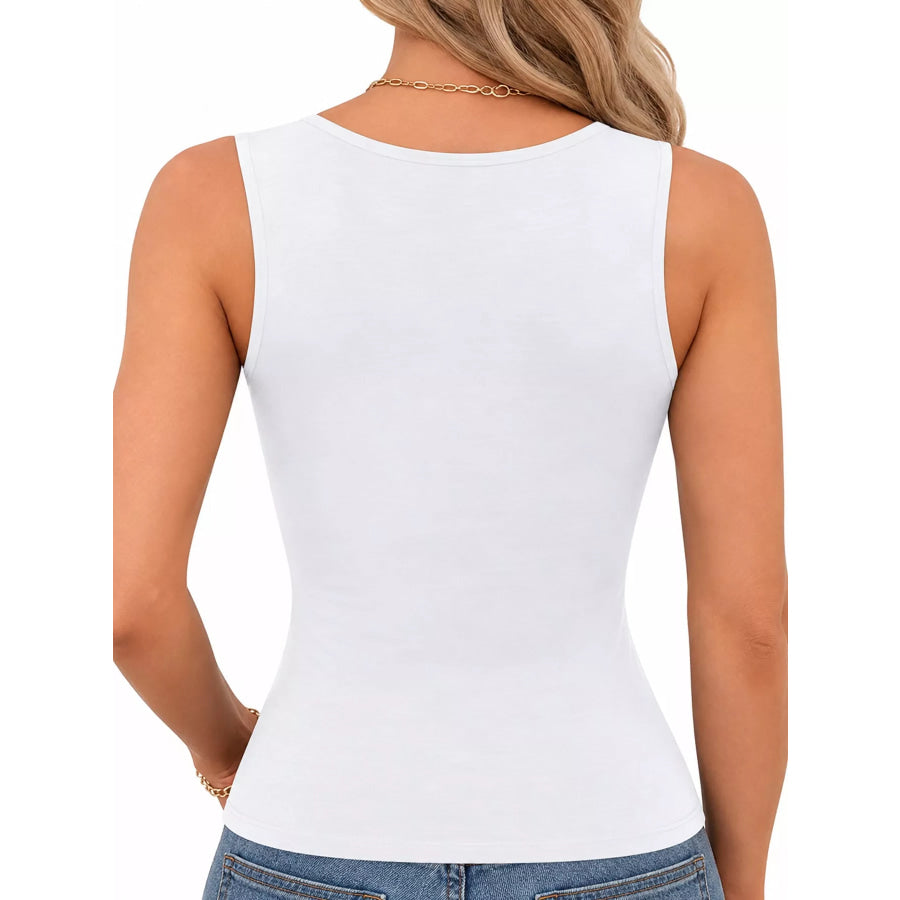 Square Neck Slim-Fit Tank White / XS Apparel and Accessories