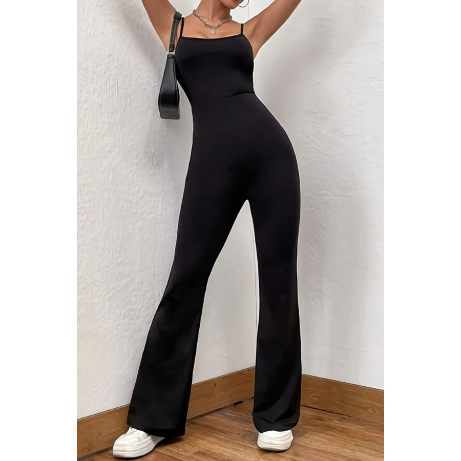 Square Neck Spaghetti Strap Jumpsuit Apparel and Accessories