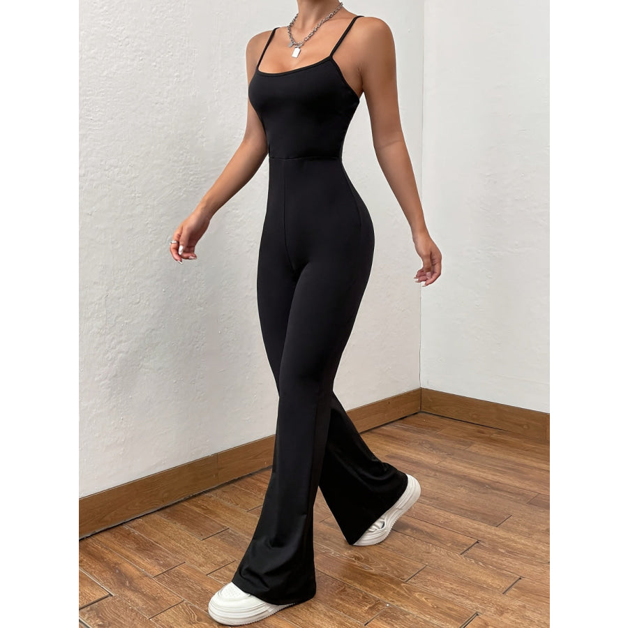 Square Neck Spaghetti Strap Jumpsuit Apparel and Accessories