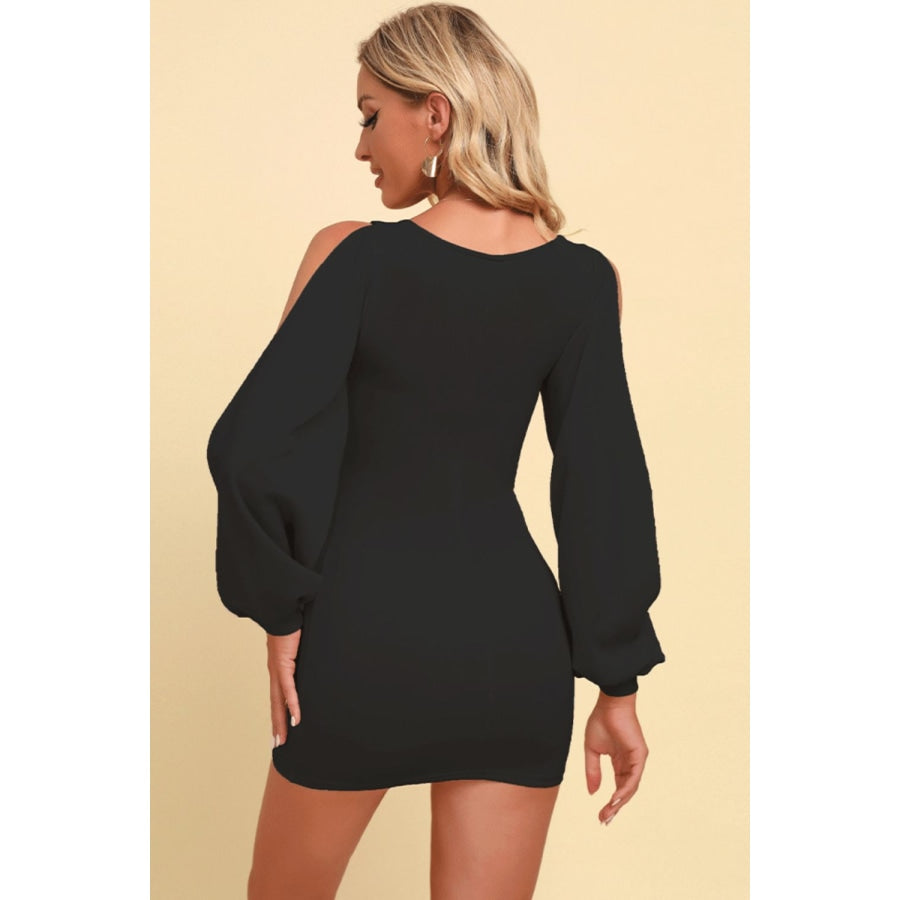 Square Neck Split Sleeve Mini Dress