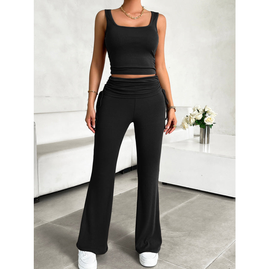 Square Neck Tank and Drawstring Pants Set Apparel and Accessories