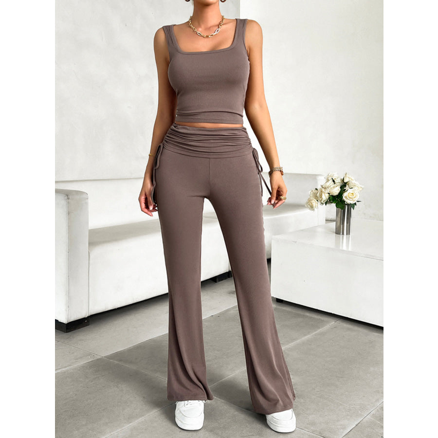 Square Neck Tank and Drawstring Pants Set Apparel and Accessories