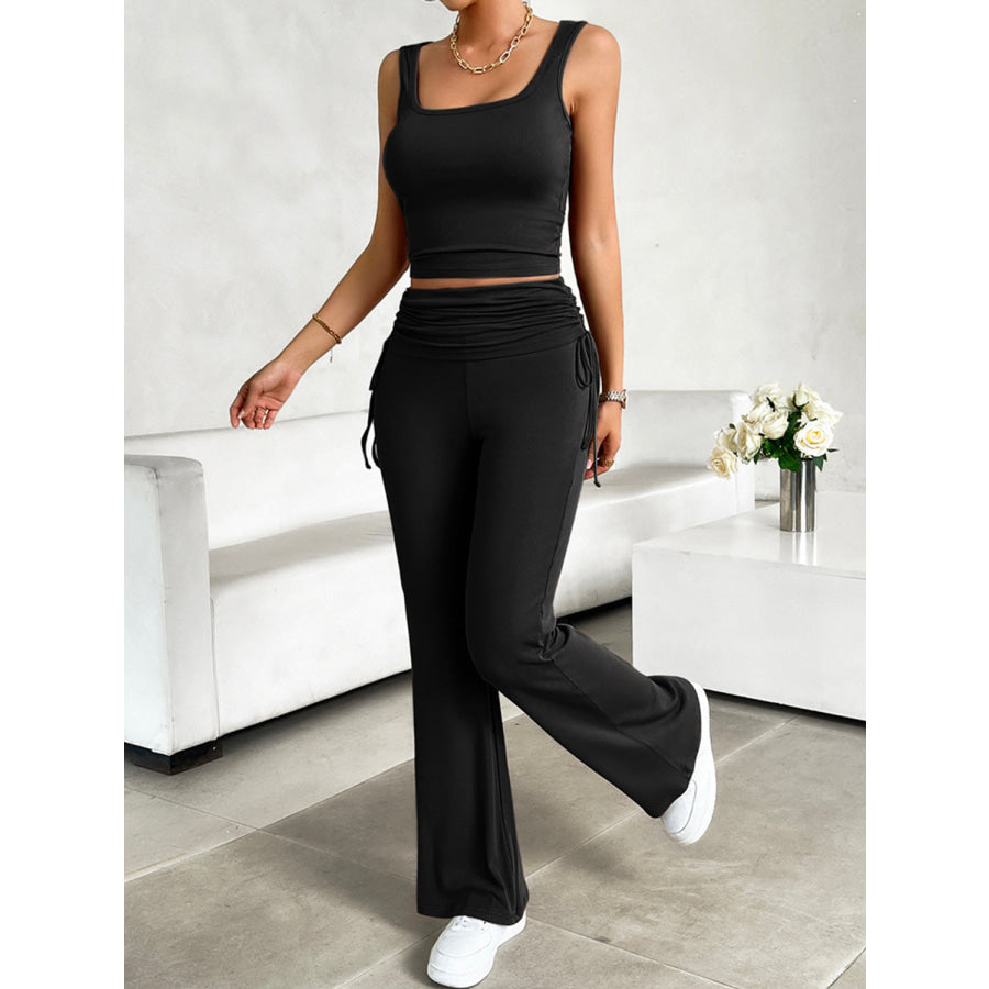 Square Neck Tank and Drawstring Pants Set Apparel and Accessories