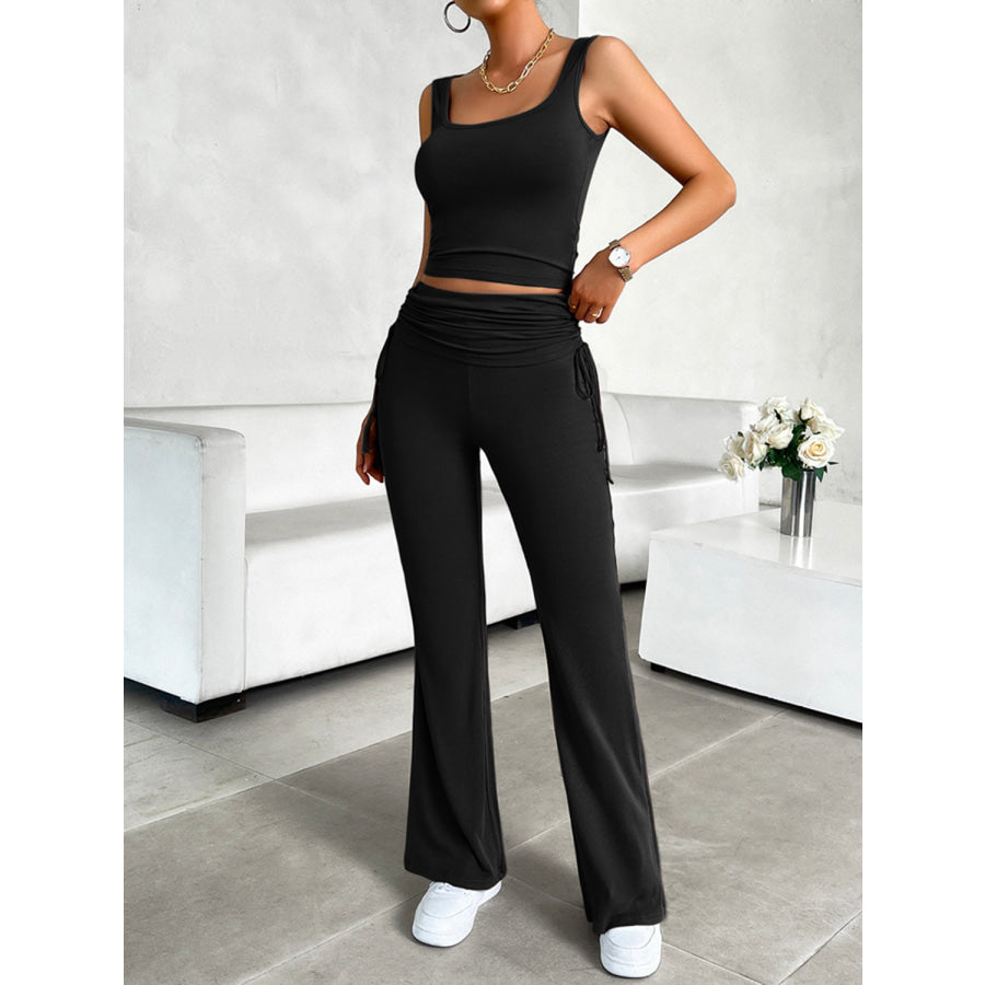 Square Neck Tank and Drawstring Pants Set Apparel and Accessories