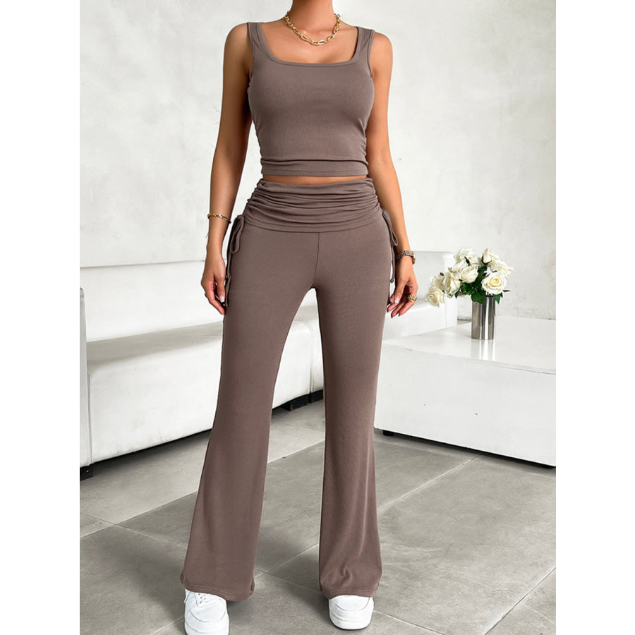 Square Neck Tank and Drawstring Pants Set Apparel and Accessories