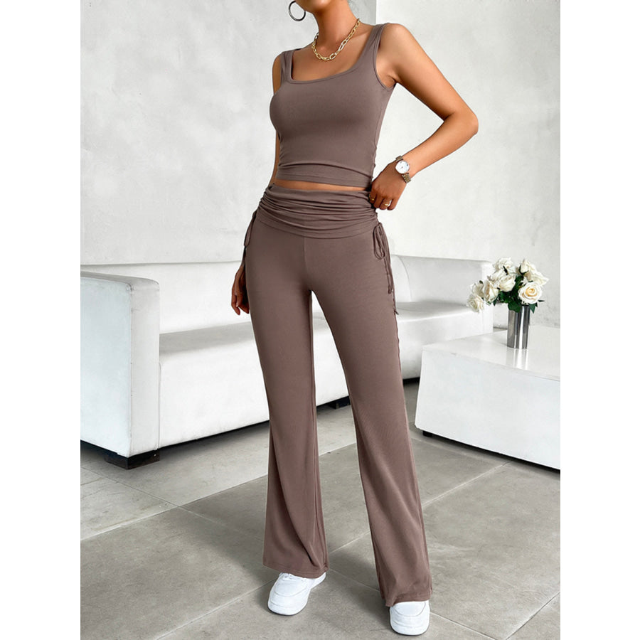 Square Neck Tank and Drawstring Pants Set Apparel and Accessories