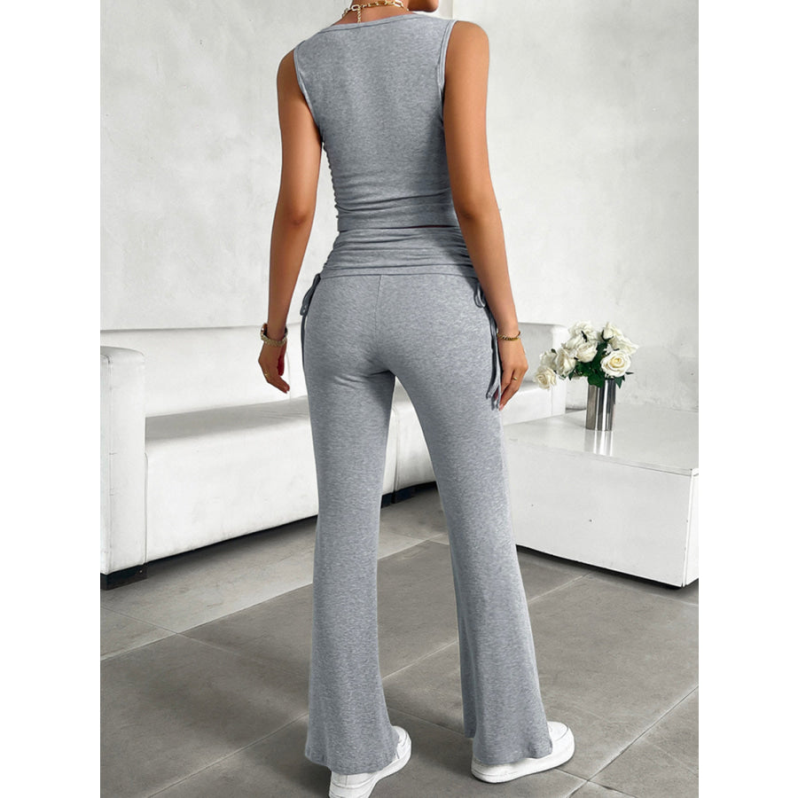 Square Neck Tank and Drawstring Pants Set Apparel and Accessories