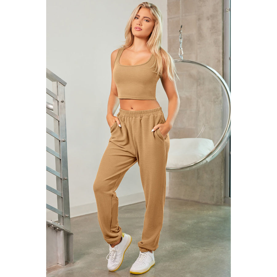 Square Neck Tank Cover Up and Joggers Active Set Apparel and Accessories