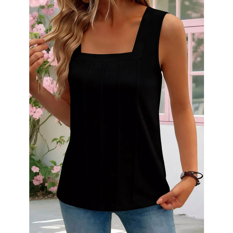 Square Neck Tank Top Black / S Apparel and Accessories