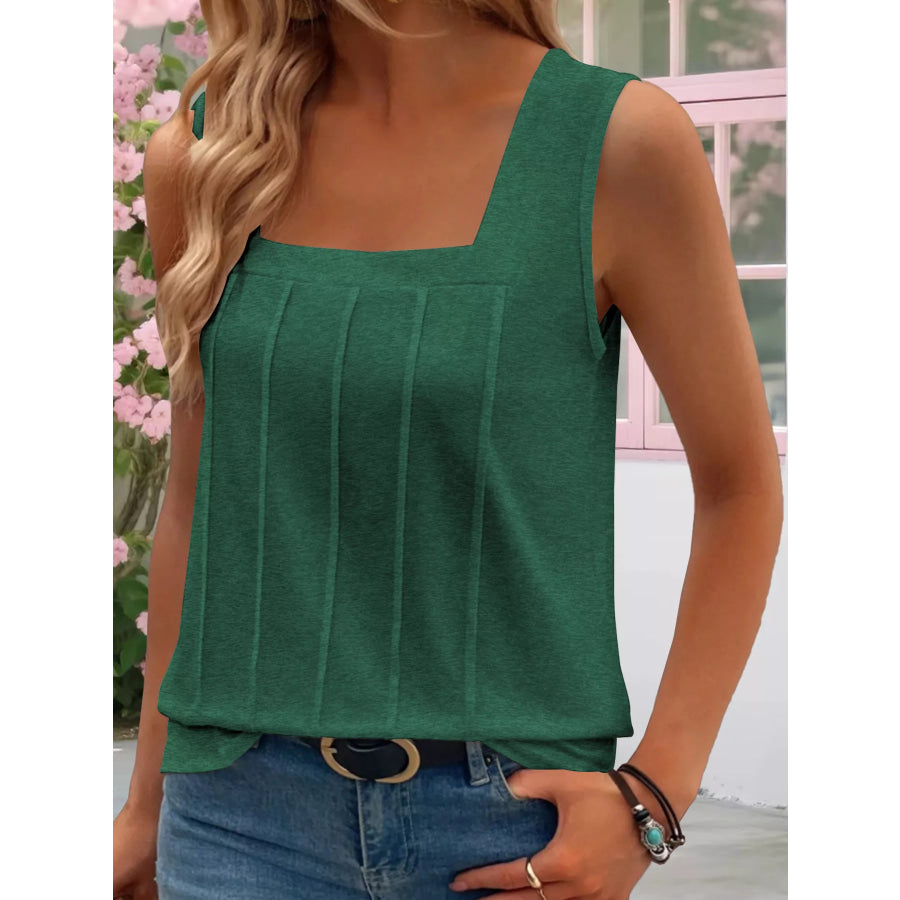 Square Neck Tank Top Green / S Apparel and Accessories