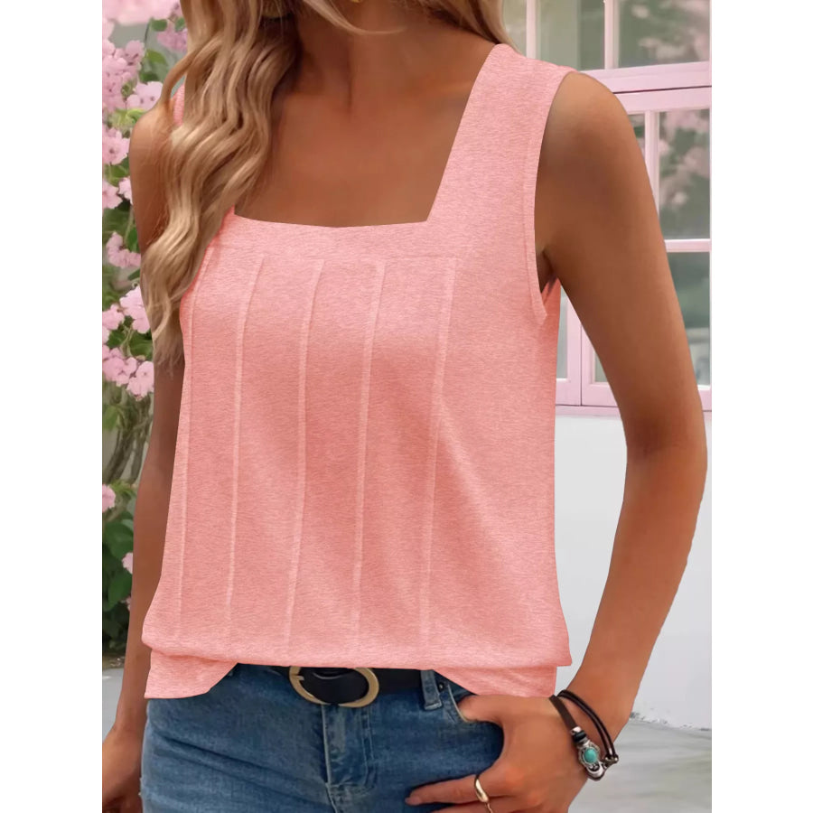 Square Neck Tank Top Pink / S Apparel and Accessories