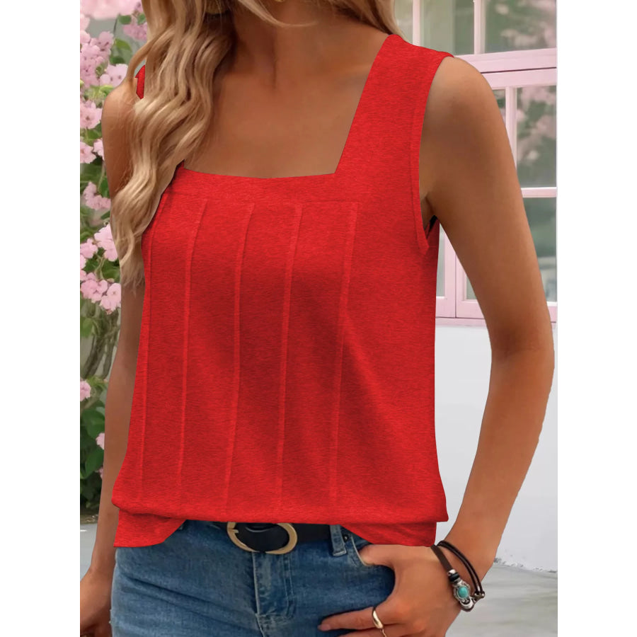 Square Neck Tank Top Red / S Apparel and Accessories
