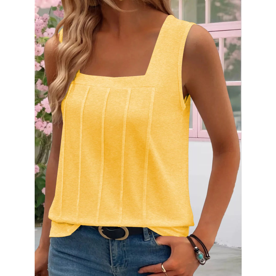 Square Neck Tank Top Yellow / S Apparel and Accessories