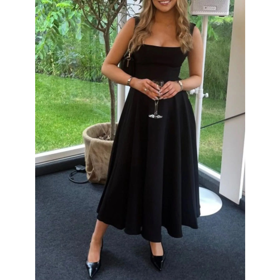 Square Neck Wide Strap A-Line Dress Apparel and Accessories