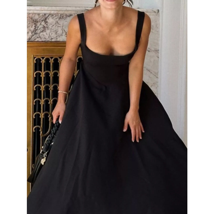 Square Neck Wide Strap A-Line Dress Apparel and Accessories