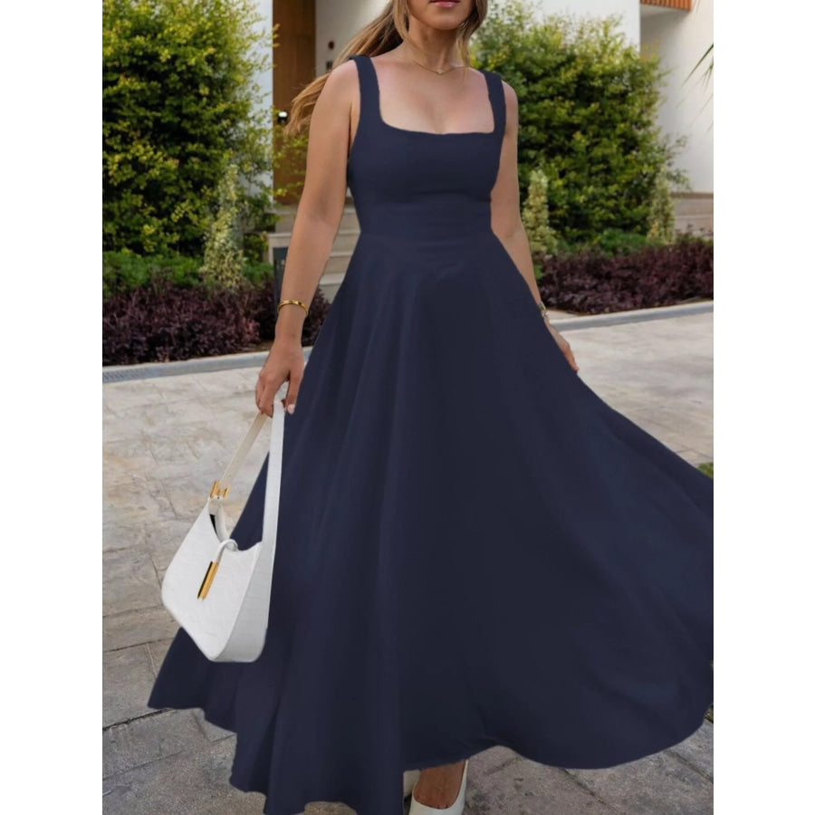 Square Neck Wide Strap A-Line Dress Apparel and Accessories