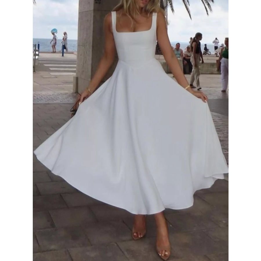 Square Neck Wide Strap A-Line Dress Apparel and Accessories
