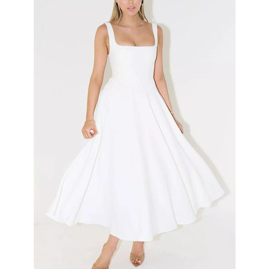 Square Neck Wide Strap A-Line Dress Apparel and Accessories