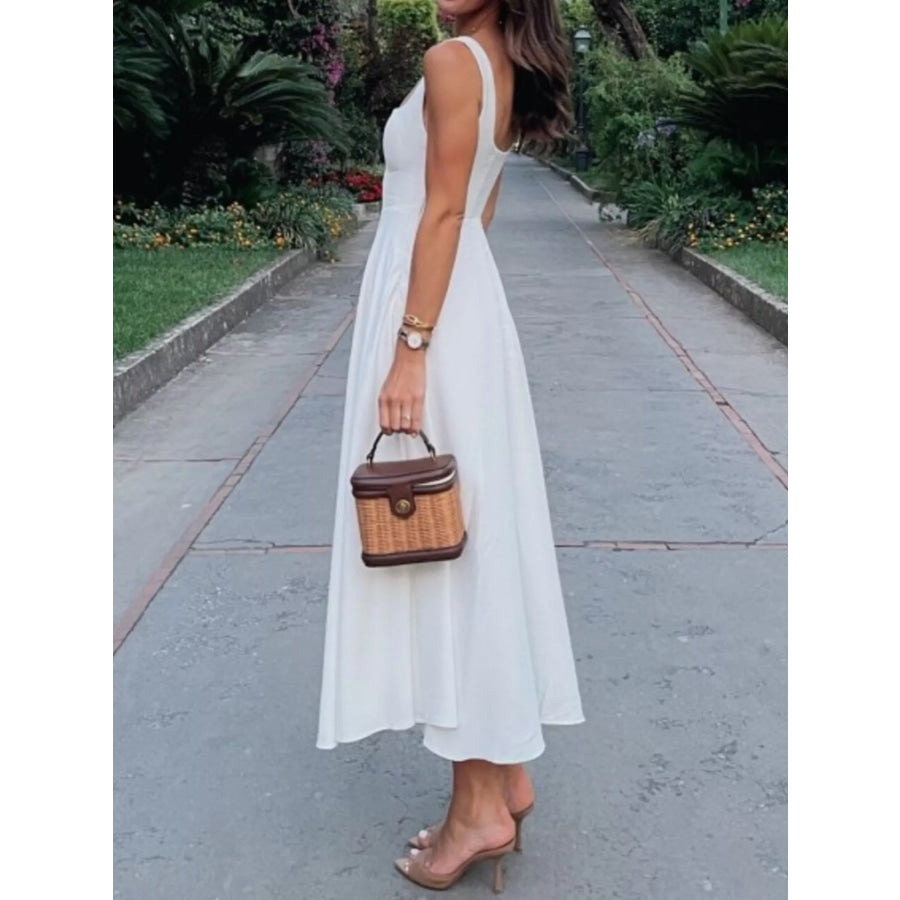 Square Neck Wide Strap A-Line Dress Apparel and Accessories