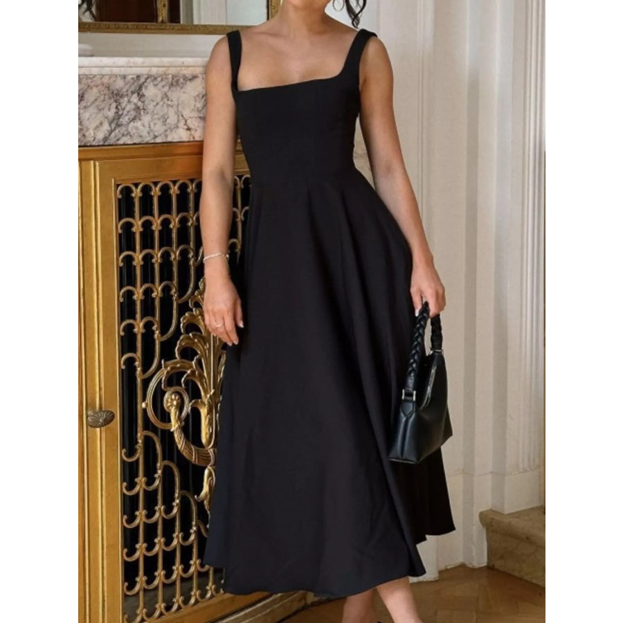 Square Neck Wide Strap A-Line Dress Apparel and Accessories