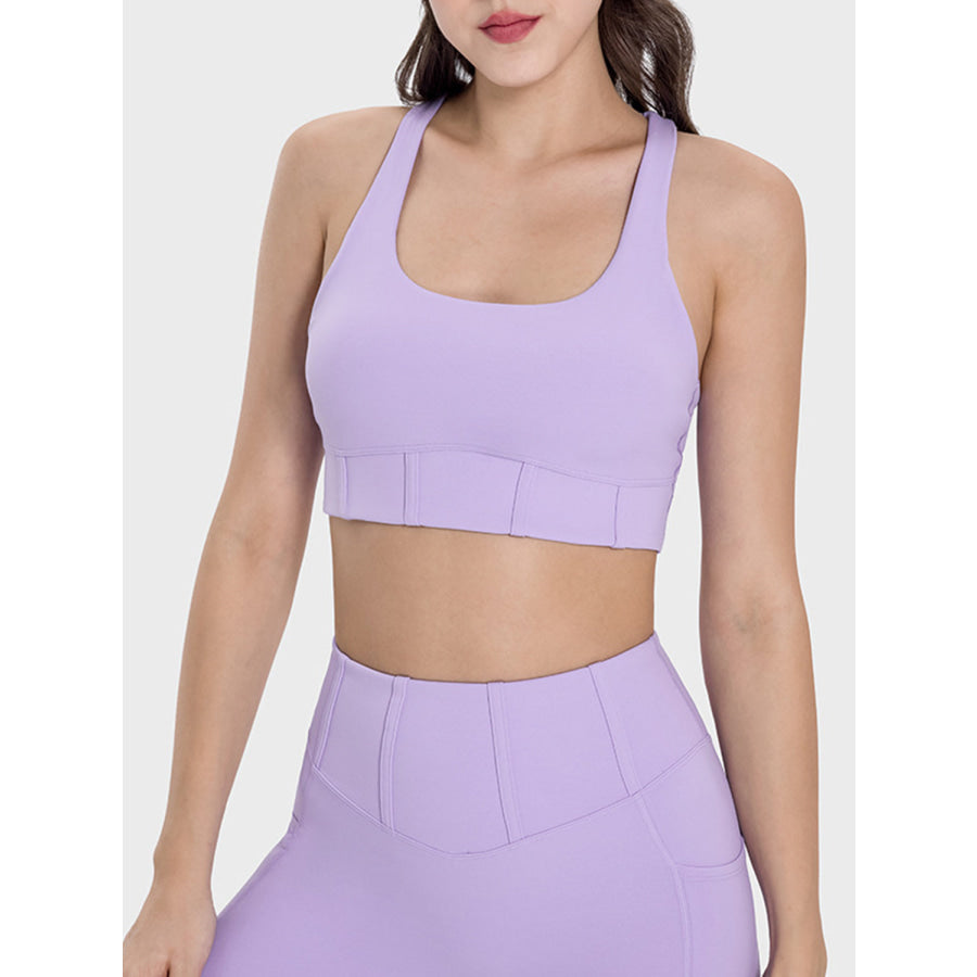 Square Neck Wide Strap Active Tank Lavender / 4 Apparel and Accessories