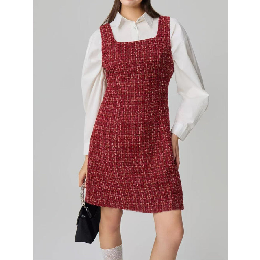 Square Neck Wide Strap Dress Rust / S Apparel and Accessories