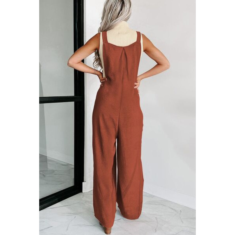 Square Neck Wide Strap Jumpsuit Apparel and Accessories