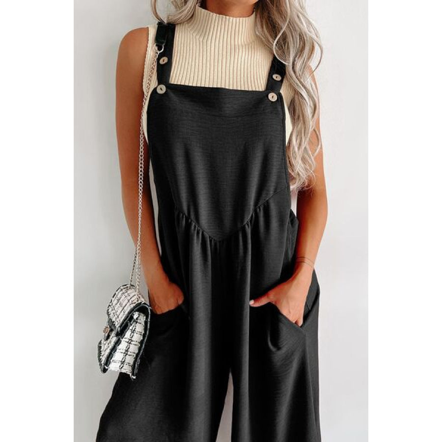 Square Neck Wide Strap Jumpsuit Apparel and Accessories