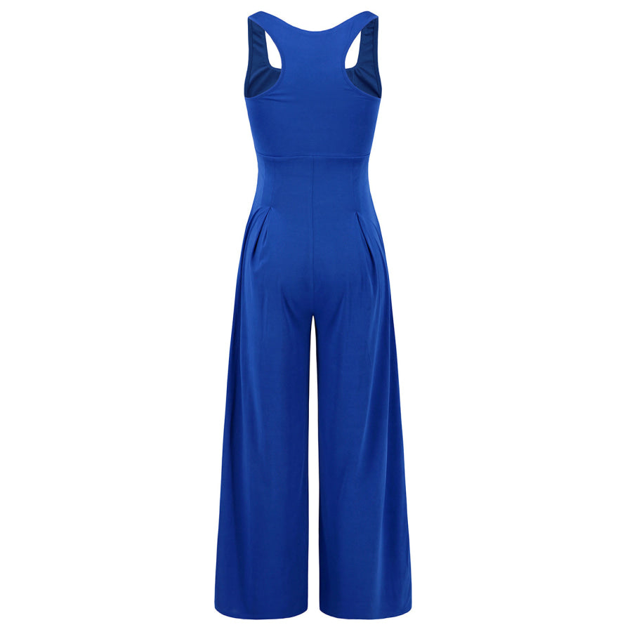 Square Neck Wide Strap Jumpsuit Apparel and Accessories