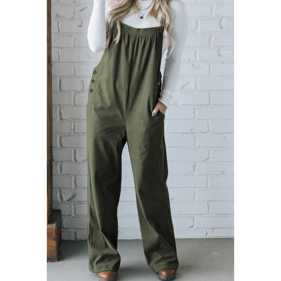 Square Neck Wide Strap Overalls Apparel and Accessories