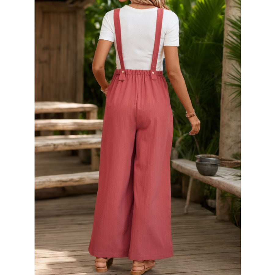 Square Neck Wide Strap Overalls Apparel and Accessories