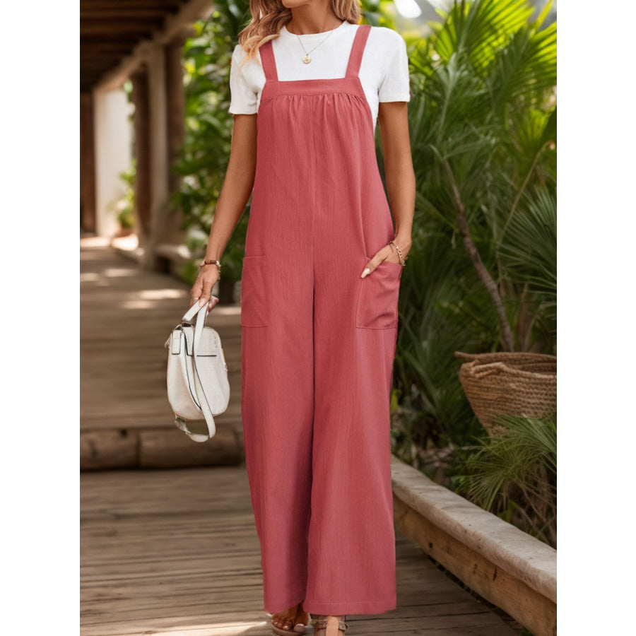 Square Neck Wide Strap Overalls Apparel and Accessories