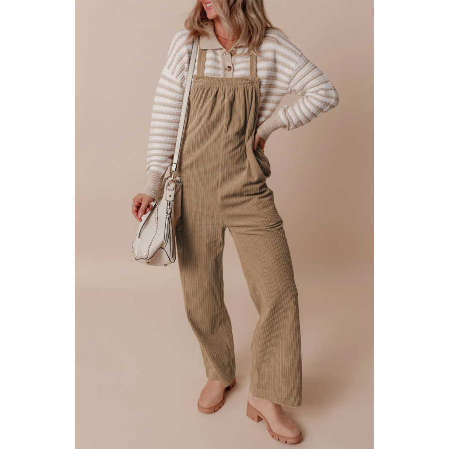 Square Neck Wide Strap Overalls Apparel and Accessories