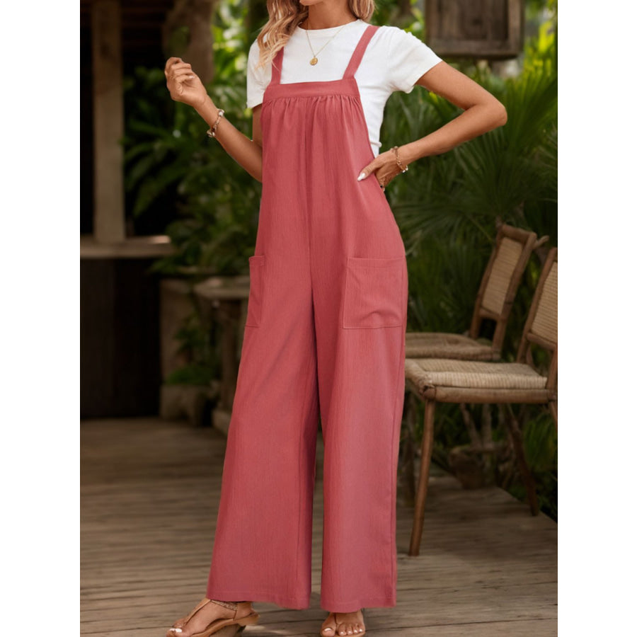 Square Neck Wide Strap Overalls Apparel and Accessories