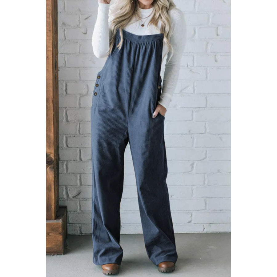 Square Neck Wide Strap Overalls Apparel and Accessories