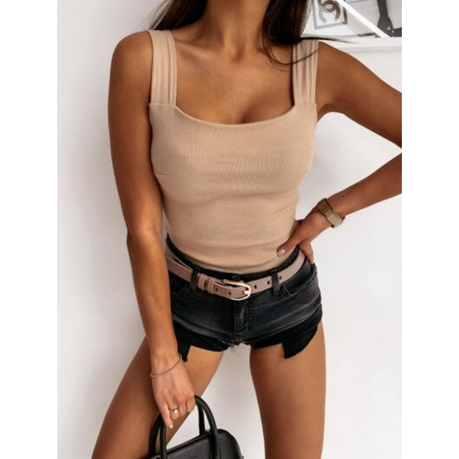 Square Neck Wide Strap Tank Apparel and Accessories