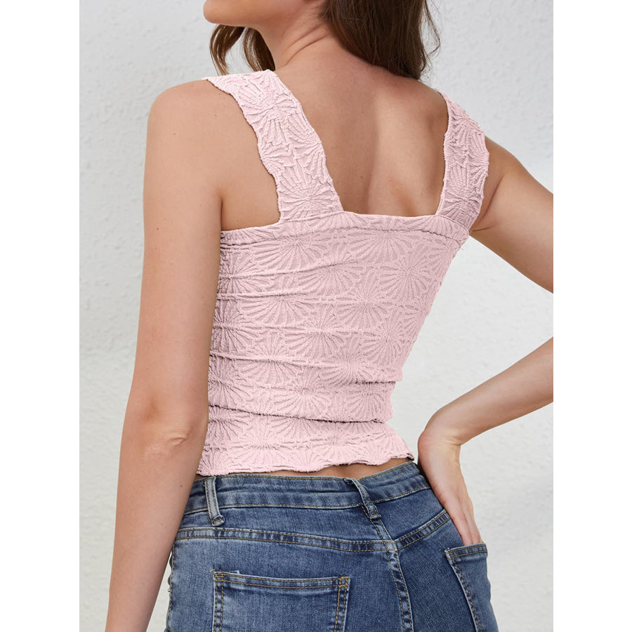 Square Neck Wide Strap Tank Blush Pink / XS Apparel and Accessories