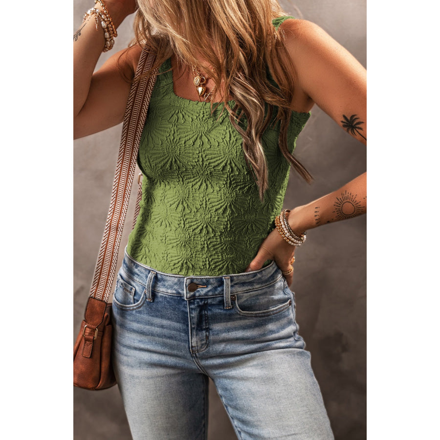 Square Neck Wide Strap Tank Matcha Green / S Apparel and Accessories