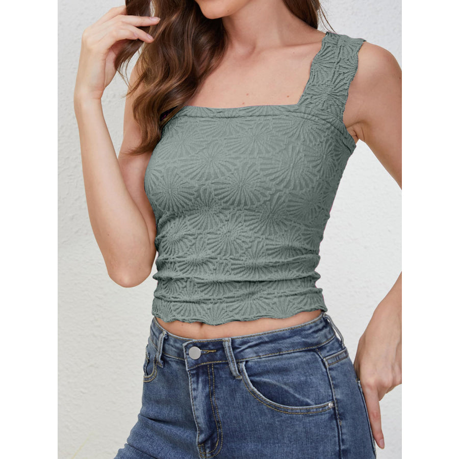 Square Neck Wide Strap Tank Sage / XS Apparel and Accessories