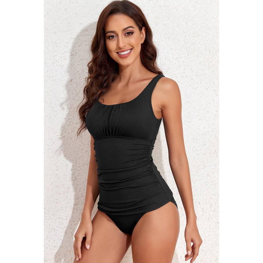 Square Neck Wide Strap Tankini Set Apparel and Accessories