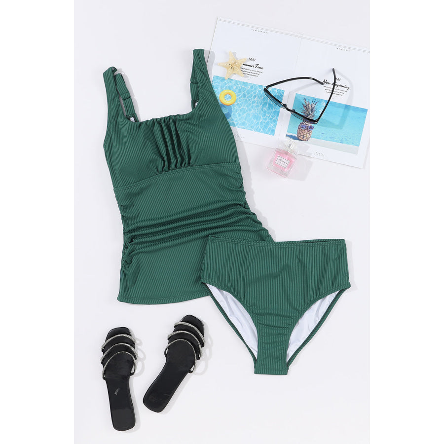 Square Neck Wide Strap Tankini Set Apparel and Accessories