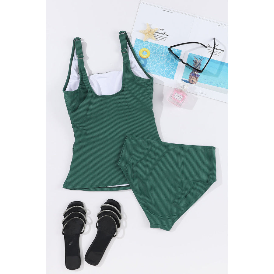 Square Neck Wide Strap Tankini Set Apparel and Accessories