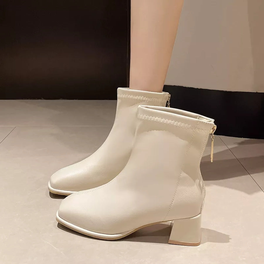 Square Toe Block Heels Boots Apparel and Accessories