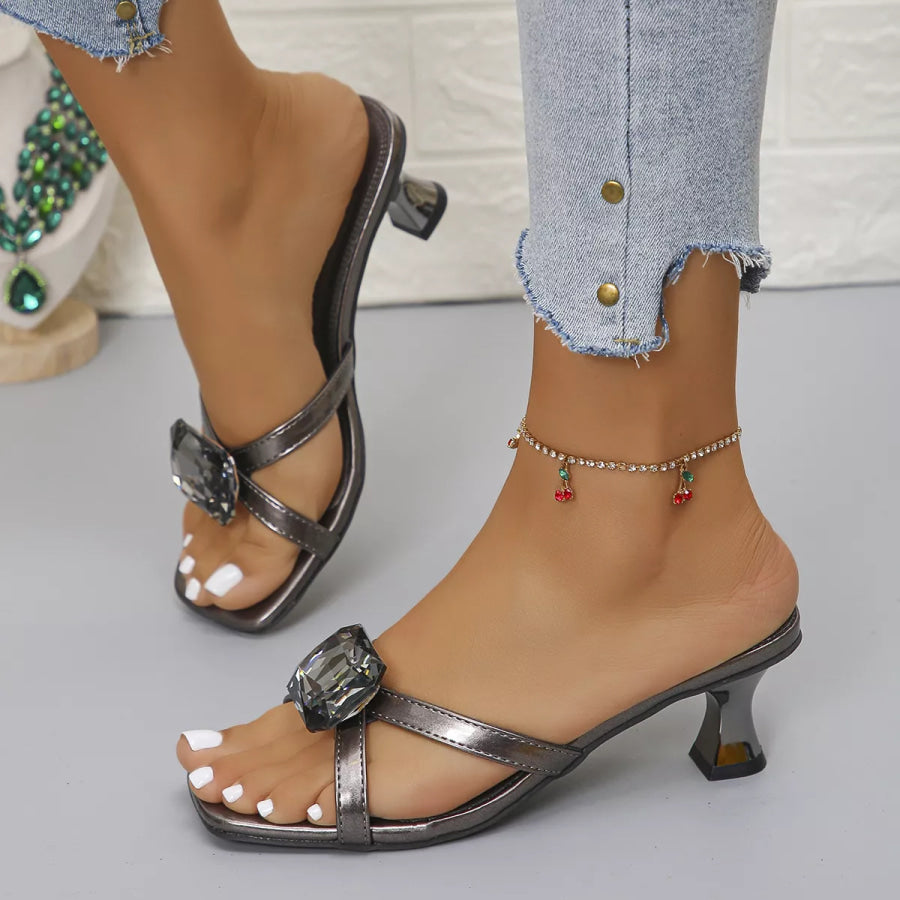 Square Toe Block Heels Sandals Apparel and Accessories
