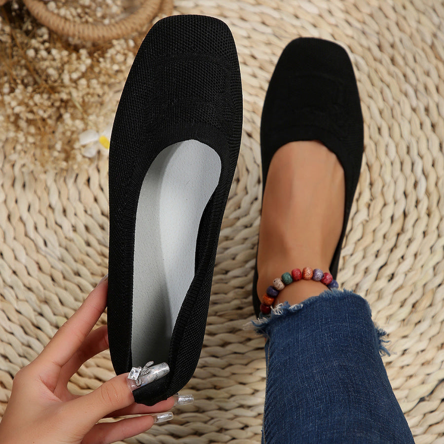 Square Toe Flat Slip-Ons Apparel and Accessories